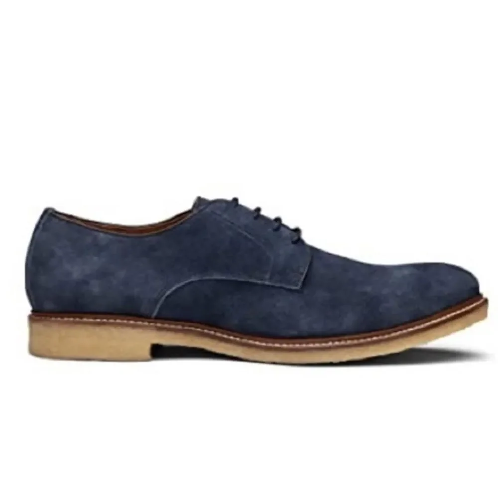 Dunross & Sons Ellis Plain Toe Lace -Up Derby Navy